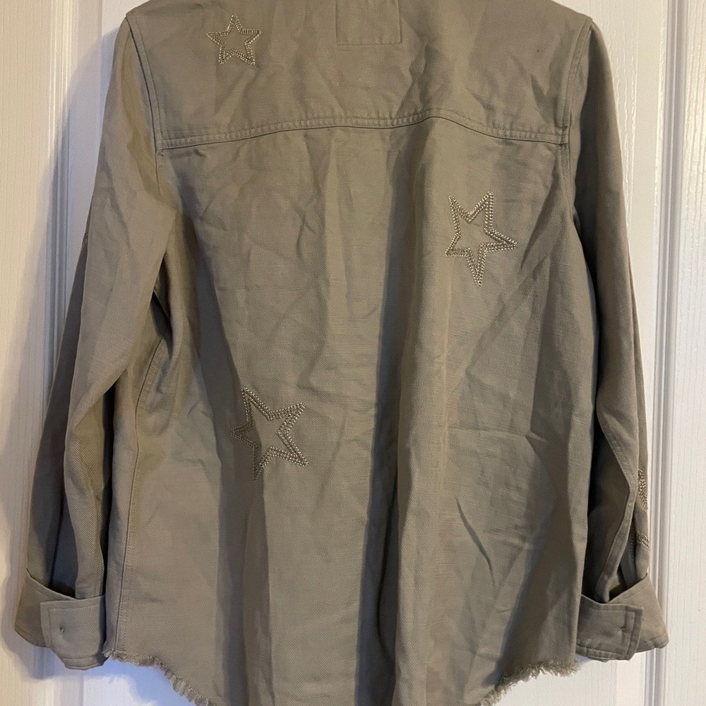Rails Olive Embroidered Star Utility Shirt Jacket Small Western Casual Preppy - Picture 2 of 9